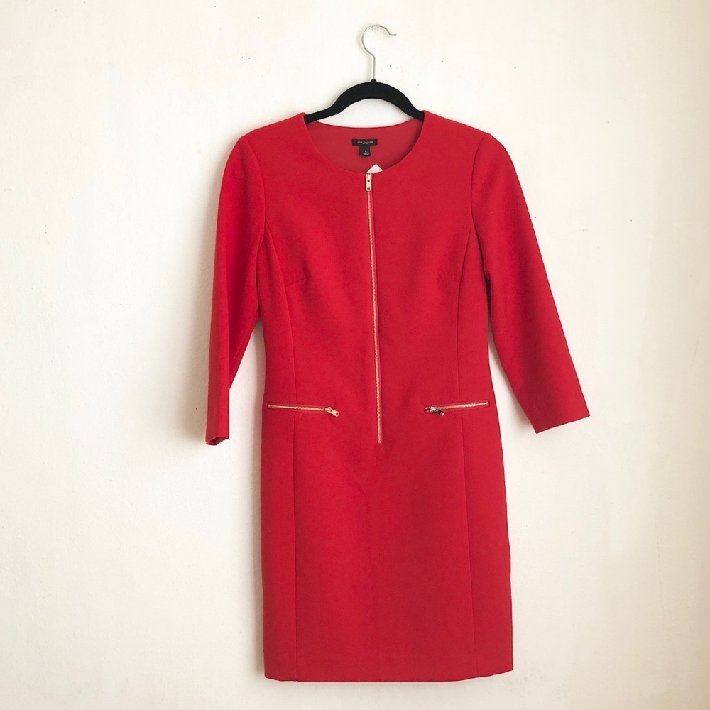 Ann Taylor red midi dress career elegant sz:2
